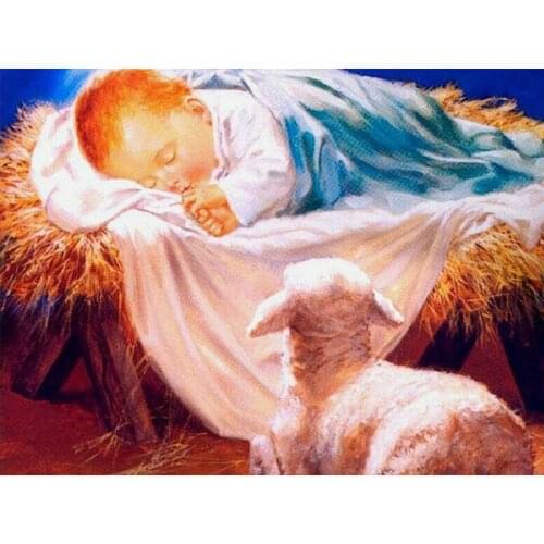 Sleeping baby sheep Needlework Sets Cross stitch 14CT Unprinted Embroidery kits Arts Cross-Stitching,DIY Handmade Home Decor