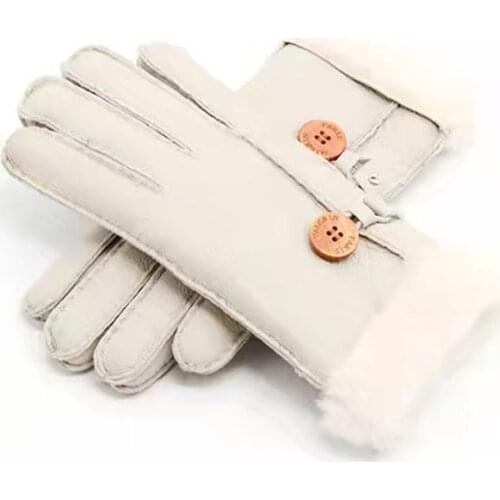 100% Real Sheep Fur 2019 Winter Warm Gloves for Women Genuine Leather Fur Gloves Female Thickened Mittens Workout Guantes