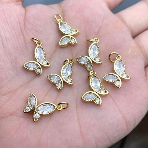 Butterfly Pendant Charms Designer Charms for Jewelry Making Supplies Cubic Zircon Cute Charm Diy Pendant for Earrings Necklace