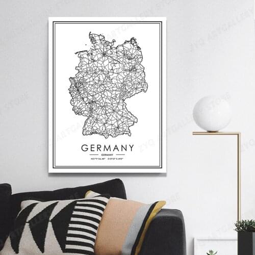 GERMANY Maps City Map Print Nordic Posters Wall Art Canvas Painting Wall Pictures For Living Room Decor