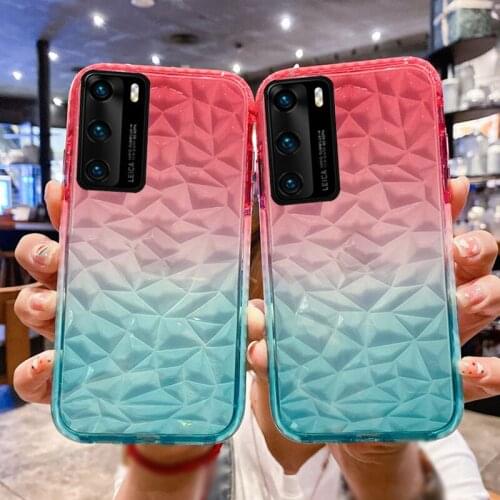 Transparent Diamond Glitter Gradient Phone Case For Samsung S20 S10 Plus Note 20 Ultra A50 A51 A71 A20 Shockproof Soft Cover