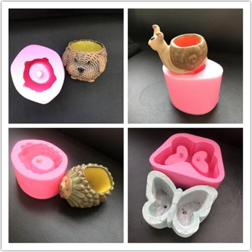 Various Animal Pot Making Silicone Concrete Molds Garden Desktop Vase Planter Cement Mold DIY Clay Mould