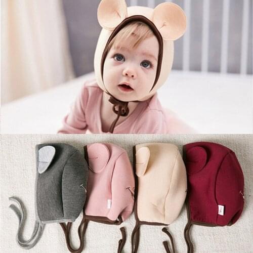 Newborn Baby Hat Infant Cute Mouse Ear Cotton Caps Baby Boys Girls Warm Hat Soft Hospital Girls Beanies Hair Accessories D0949