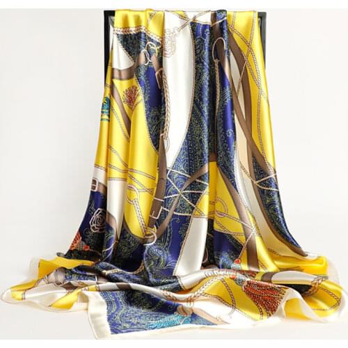 Silk Shawl Satin Square Scarf For Women Retro Neckerchief Female New Headband Hair Bands Print Foulard Hijab Wraps Bandana 2021