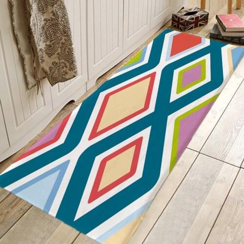 Carpet Doormat Funny Kitchen Entrance Door Mat Anti-slip Floor Rug Bathroom Area Hallway 50x80cm Geometry Design