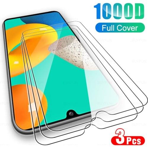 3Pcs Full Cover Protective Glass For Samsung Galaxy M32 Phone Screen Protector Glas Film For Sumsung Sansung Samsong M 32 6.4"