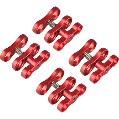 4 PCS x 1" Inch Ball Clamp Dual Hole Butterfly Joint Clip for Camera Underwater Tray 1" Ball Light Arm Connection Fixed System