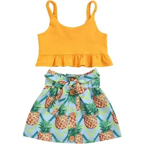 1-5Y 2020 Summer Newborn Kids Baby Girl Vest Tops Pineapple Print Skirt 2pcsOutfits Set Clothes