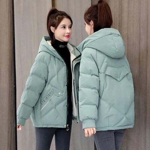Womens Jackets 2021 New Women Parkas Winter Jacket Hooded Loose Cotton Padded Parka Female Casual Oversize Puffer Coat Outwear