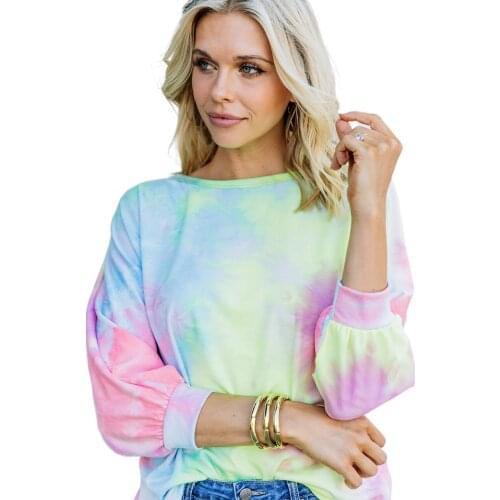 Womens Round Neck Backless Sweater Gradient Color Long Sleeve Tie-Dye Sexy Top Female Clothes for Teens Sweatshirt Clothes
