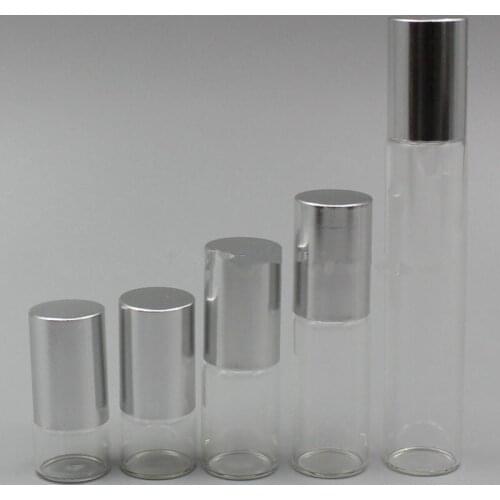1ml 2ml 3ml 5ml 10ml clear Glass Roll On bottle Essential Oils Bottle + Eye Masssge Stainless Steel Roller Ball F20171370