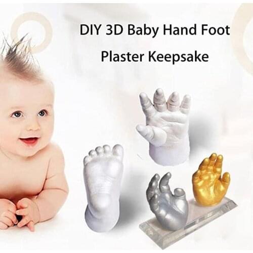1 Set 3d Hand Foot Printing Mold Clone Powder Plaster Casting Kit Baby Handprint Footprint Keepsake Gift Baby Growth Memorial