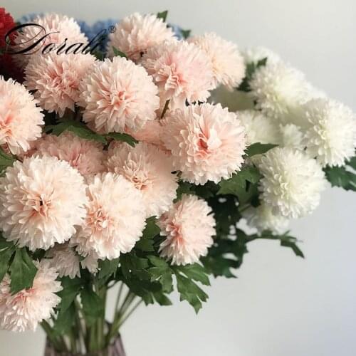 1pcs 3 head hydrangea silk flower Ball Dandelion artificial flowers birthday home wedding decoration accessories fake flowers