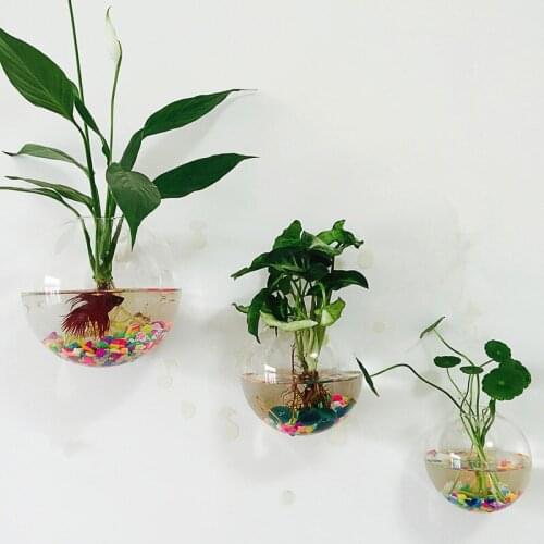 12pcs/pack Diameter=10cm 12cm 15cm Wall Mounted Glass Terrarium Vase with open Home Decorative Hanging Vase Glass Fishbowl