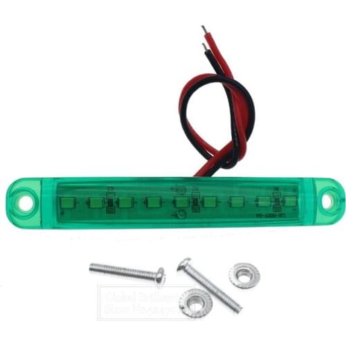 2x Green 9LED Bus Truck Trailer Truck 24V LED Lights Side Marker Light Waterproof LED Light Tail Indicator Parking Light