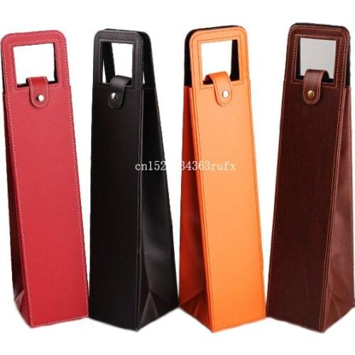 20pcs PU Leather Wine Bags Red Wine Bottle Bags Packaging Case Gift Storage Boxes With Handle Portable Bar Accessories