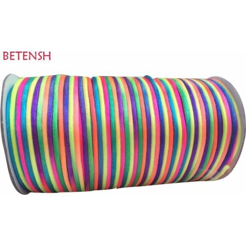 3mm Rainbow Rattail Satin Nylon Cord+120M/Roll DIY Jewelry Findings Accessories Macrame Rope Bracelet Beading Cords