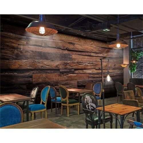 Beibehang Modern wallpaper 3d mural Retro nostalgic wood stripes wallpaper 3d living room background wallpaper for wall 3 d