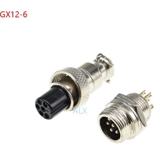 5SET GX12-6 aviation plug socket Circular connector 12mm Diameter GX12 6PIN Male Female Wire Panel Connector Circular Screw Type