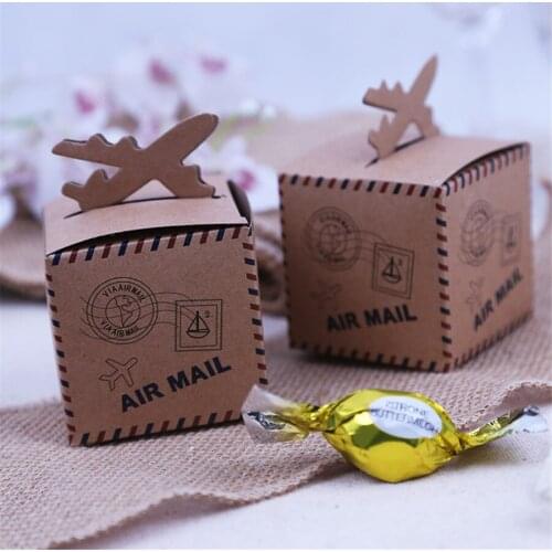 50pcs Creative Retro Aircraft Candy Boxes Baby Shower Birthday Party Candy Box Wedding Favors Travel Gift Package