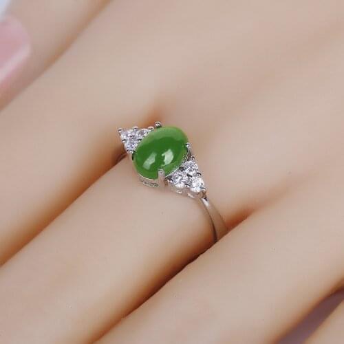 925 Silver Simple Minimalist Style Finger Rings Modest Design With Cute Green Gemstone Proposal Engagement Rings For Girl