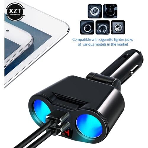 Car Cigarette Lighter Socket Splitter Charger Dual USB QC 3.0 Quick Charge 12V Auto Cigarette Lighter Sockets Power Adapter Plug