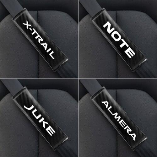 Car seat belt carbon fiber Safety Belt Shoulder Cover Breathable Protection Seat Belt Padding for Nissan X-trail Note Juke LEAF