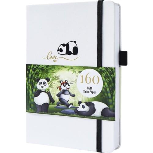 BUKE Panda Bullet Planner Dot Grid Notebook Journal and Drawing Sketcbook - PU Leather, 160gsm Thick Paper