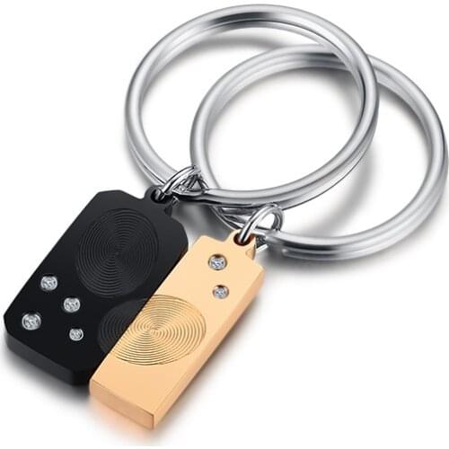 Meaningful Finger Print Key Chain for Couple,Women Men Stainless Steel Keychains, Anniversary Valentines Day Gift