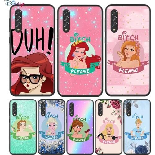 Black Soft Princess Cartoon For Samsung Galaxy A90 A80 A70 A70S A60 A50 A40 A30 A30S A20S A20E A10 A10E Phone Case