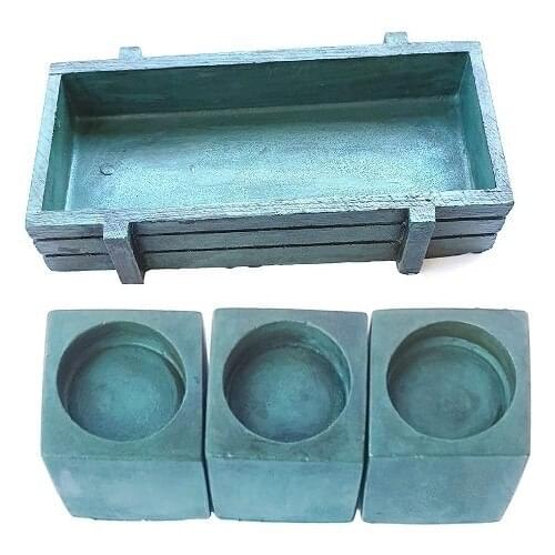 Merland Wood Looking Tumbled Candle Holder Set-3 'lü Set