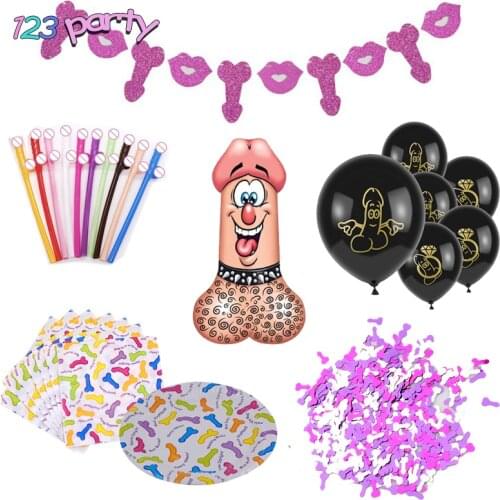 Hen party banner JJ confetti bride to be party wedding decoration balloons Bachelor party supplies disposable tableware straw