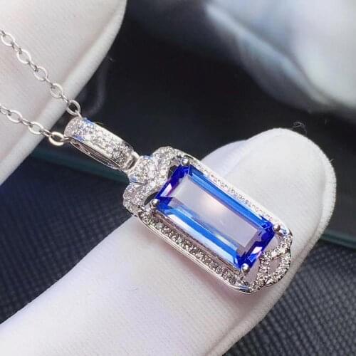 H714 Fine Jewelry Tanzania Origin Real 18K White Gold Natural Blue Tanzanite 2.96ct Diamonds Fine Chic Pendant Necklace