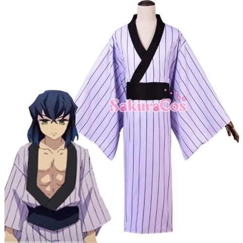 Anime Demon Slayer Kimetsu no Yaiba Hashibira Inosuke Bathrobe Kimono Cosplay Costume Uniform Halloween Suit For Women Men Outfi