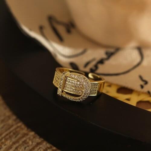 Ins Style Design Simple Silver Colour Pin Ring And Belt Ring Jewelry With Zircon Different Acce