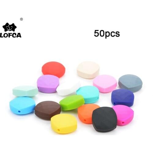 LOFCA 50pcs Quadrate Silicone Teething Beads Pacifier Chain Necklace Beads BPA Free Food Grade Safe Silicone Beads Teething Toy