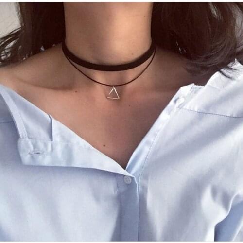 Multilayer Chokers Necklaces For Women Triangle Geometric Pendant Necklace Collares Fashion Jewelry Bijoux Colar Wholesale Gifts