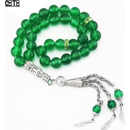 Fashion Charm Jewelry 100% Original Natural Green Agate Stone Bracelet Islamic Prayer Hands Rosary Many Colors Available
