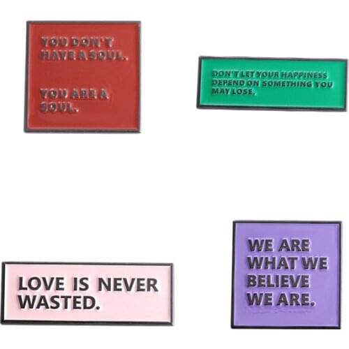 Fashion Letter Lapel Pins Women Enamel Badges Brooches Jewelry On Backpack Cute Hijab Pins Metal Decorative Badges Mini Brooch