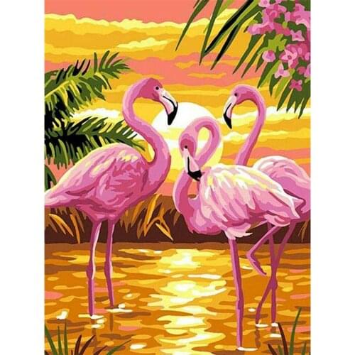 Animal Bird Flamingo DIY Cross Stitch Embroidery 11CT Kits Craft Needlework Set Printed Canvas Cotton Thread Home Room