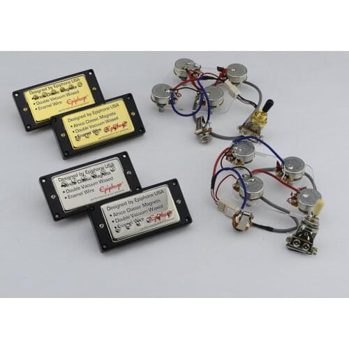 1 Set Original Genuine Epi Standard Electric Guitar Alnico Humbucker Pickup Nickel / Gold Cover Guitar Parts