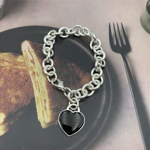 Original fashion brand enamel heart brand S925 sterling silver bracelet high-end high-quality jewelry gift for women