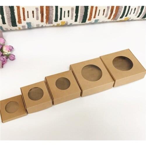 Kraft paper gift cardboard packaging paper windows box Craft carton package for packing handmade soap/candy chocolate