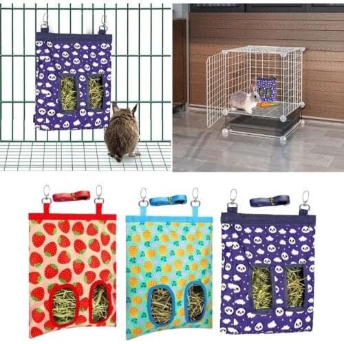 Rabbit Hay Feeder Bag Hay Feeder Storage Hanging Feeding Bag for Small Animals Hamsters Bite-Resistant