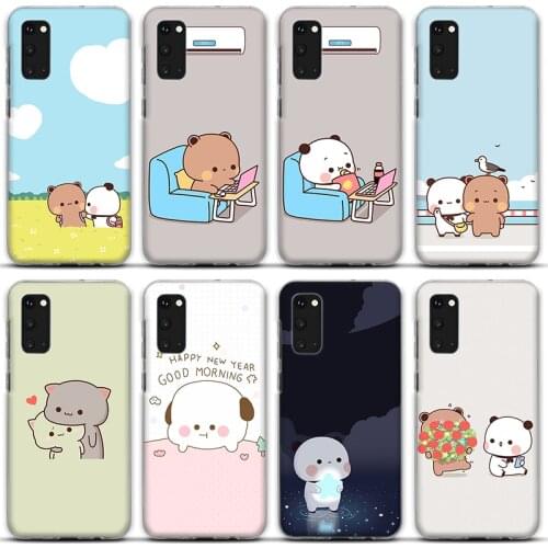 Cartoon couple bear Silicone Case For Samsung Galaxy S8 S9 S10 S20 S21 Plus Note 20 Ultra 10 9 8 A51 A50 A71 A70 A520 Cover