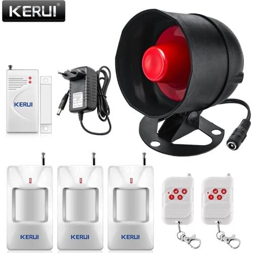 KERUI Security Alarm System Live Siren Wireless Connections Simple Installation 110dB High Decibel Sound Smoke Sensor Infrared