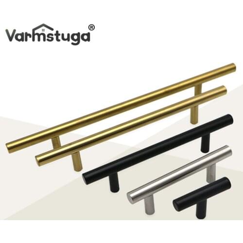 Modern Brushed Black Gold Straight Cupboard Handles Knobs Stainless Steel Brushed Black Gold Kitchen Door Handles Cabinet Pull