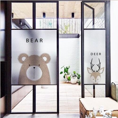 Static No Glue Privacy Glass Window Film Stained Cartoon owlCustom made Overlarge For Sliding Door Bathroom YYKT2031