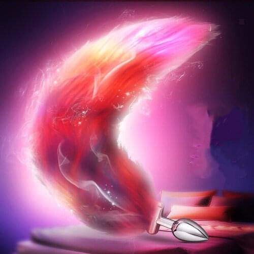 Luminous Fox Tail Safe Metal Silicone Anal Butt Plug Masturbator for Man Anal Plug Private Goods for Women Adult Sex Toys