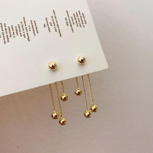 TARCLIY Geometric Chain Metal Ball Tassel Dangle Earrings Women Simple Temperament Drop Earring Fashion Trends Jewelry 2021 New